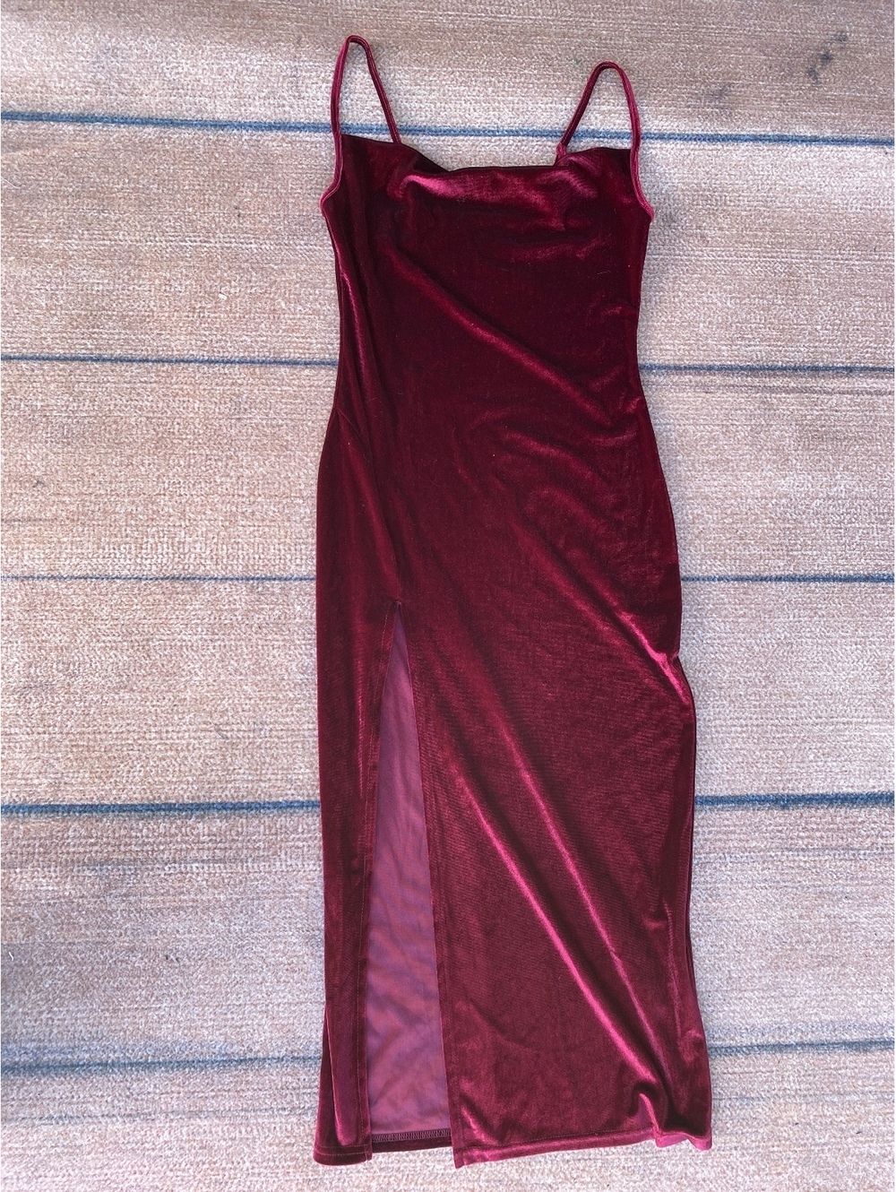 90s Y2K burgundy velvet cowl neck bodycon homecoming cocktail slip dress large